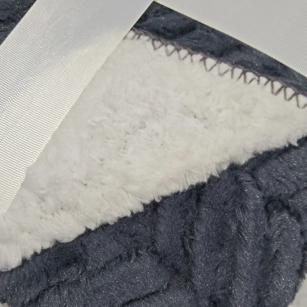 Slate Chenille Cutwork Throw Blanket